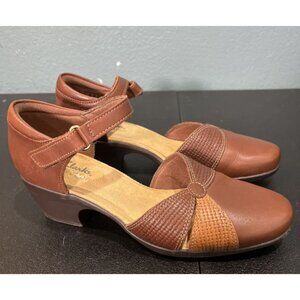 Clarks Shoes Womens Sz 8 Brown Emily Rae Mary Jane Sandal Comfort Chunky Pump